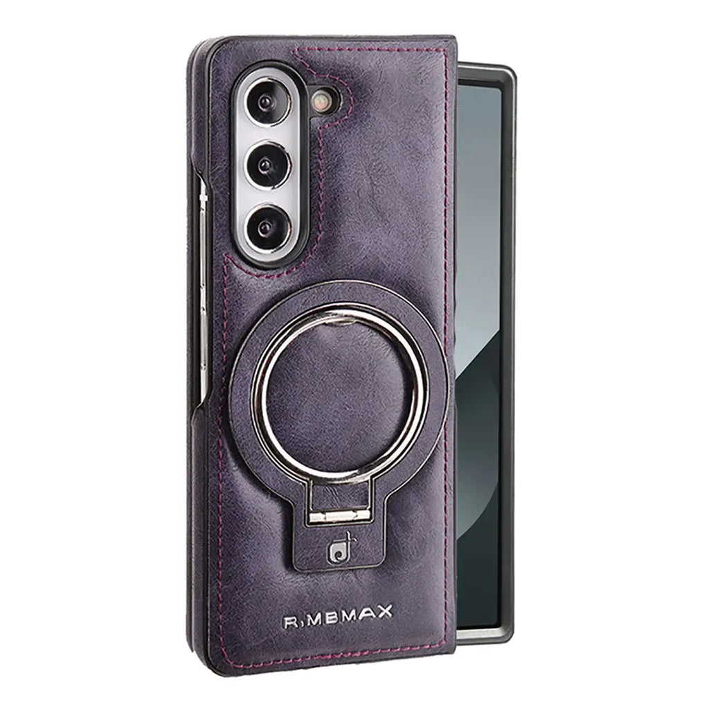 Buy Luxury Leather Magnetic Case for Samsung Z Fold Series, Built-in Invisible Stand, Premium Phone Cover - PHAROS at Rimbmax-Samsung Galaxy Z Fold 7, Purple