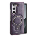 Buy Luxury Leather Magnetic Case for Samsung Z Fold Series, Built-in Invisible Stand, Premium Phone Cover - PHAROS at Rimbmax-Samsung Galaxy Z Fold 7, Purple