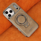 Buy Luxury Leather Invisible Stand for iPhone Case, Transmitg Magnetic Phone Case for iPhone Built-in Invisible Stand - PHOEBE at Caseles-iPhone 17 Pro Max, Phoebe-Beige