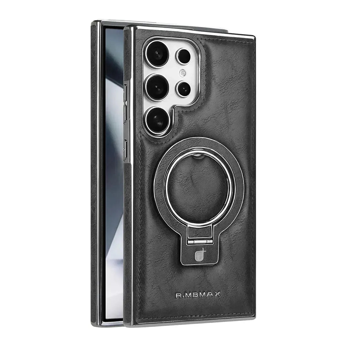 Buy Luxury Leather Magnetic Case for Samsung, Built-in Invisible Stand, Premium Phone Cover - PHONIEX at Caseles-Samsung Galaxy S25 Ultra, Black