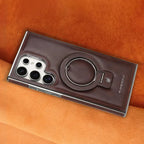 Buy Luxury Leather Magnetic Case for Samsung, Built-in Invisible Stand, Premium Phone Cover - PHONIEX at Caseles-Samsung Galaxy S25 Ultra, Bronze