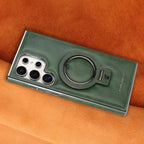 Buy Luxury Leather Magnetic Case for Samsung, Built-in Invisible Stand, Premium Phone Cover - PHONIEX at Caseles-Samsung Galaxy S25 Ultra, Bronze