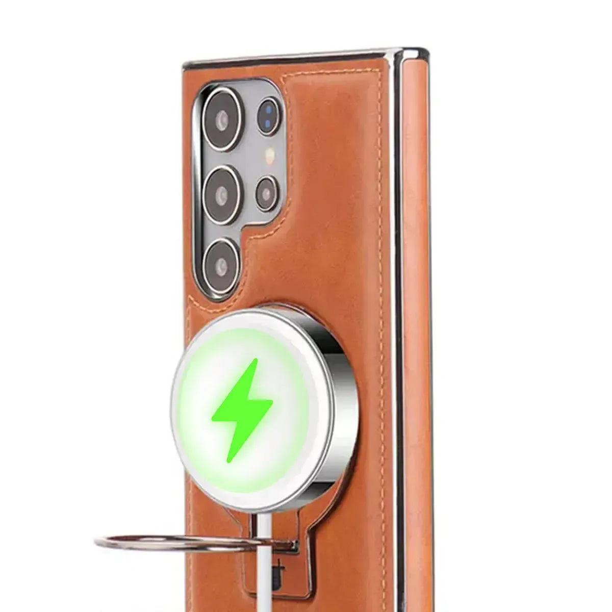 Buy Luxury Leather Magnetic Case for Samsung, Built-in Invisible Stand, Premium Phone Cover - PHONIEX at Caseles-Samsung Galaxy S25 Ultra, Bronze