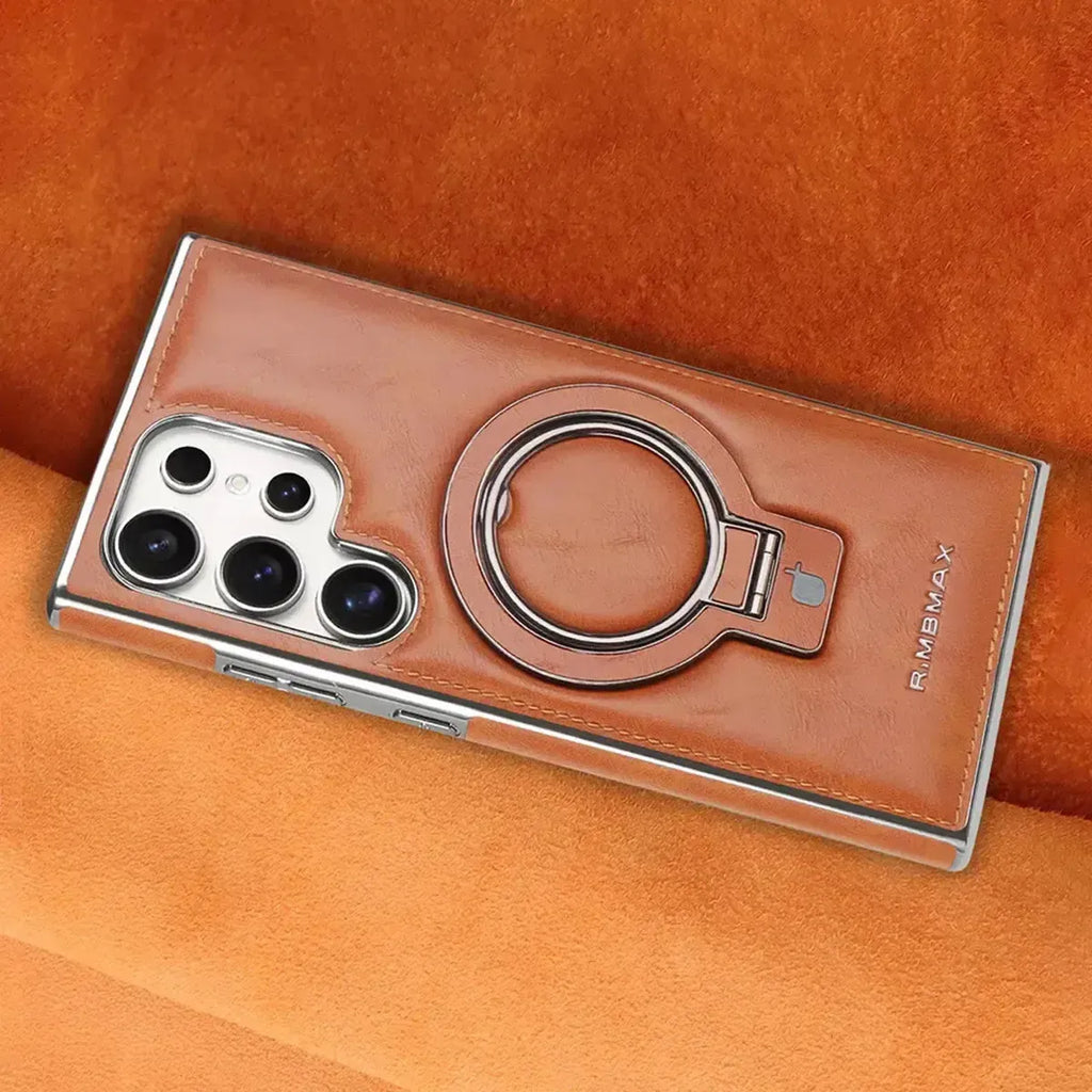 Buy Luxury Leather Magnetic Case for Samsung, Built-in Invisible Stand, Premium Phone Cover - PHONIEX at Caseles-Samsung Galaxy S25 Ultra, Bronze