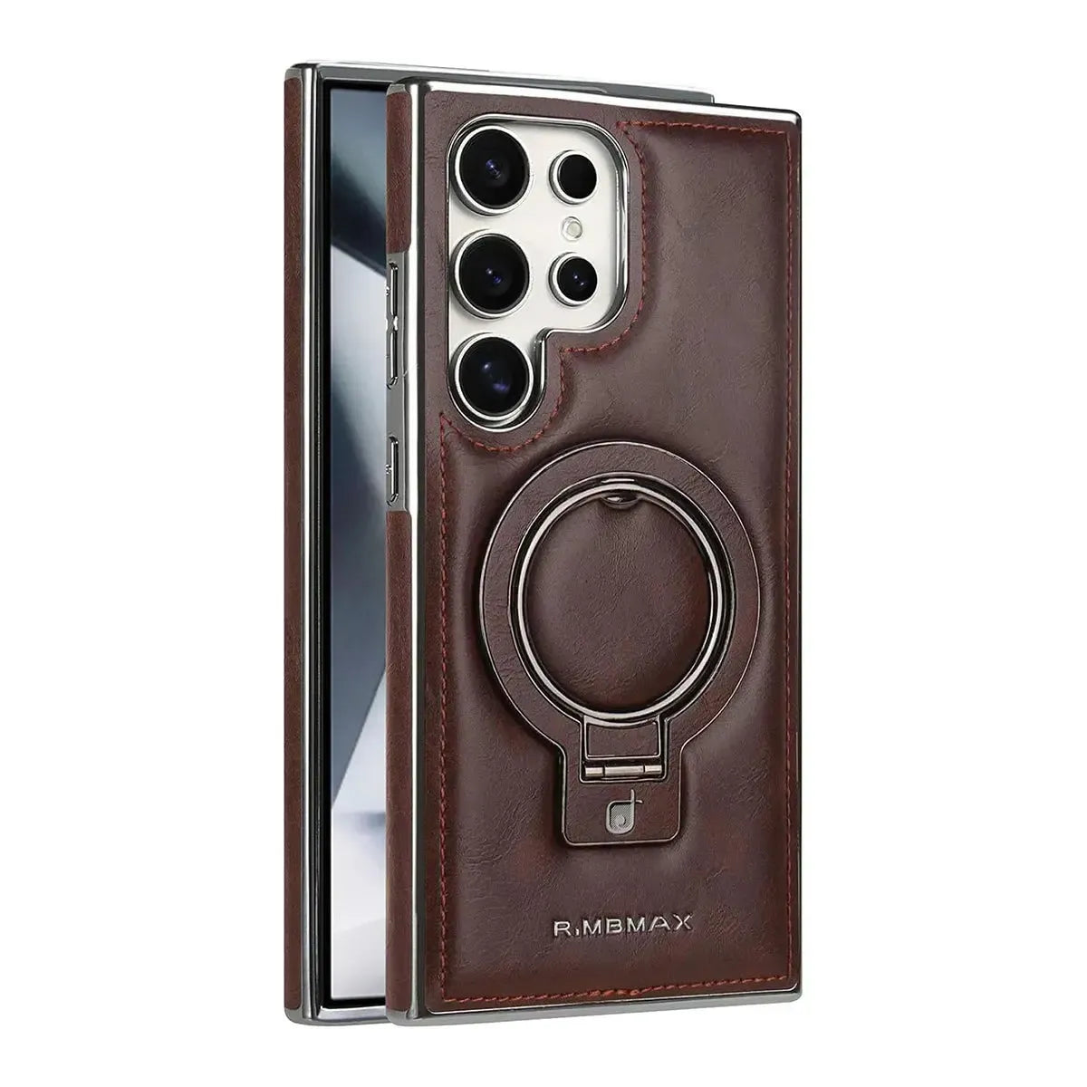 Buy Luxury Leather Magnetic Case for Samsung, Built-in Invisible Stand, Premium Phone Cover - PHONIEX at Caseles-Samsung Galaxy S25 Ultra, Brown