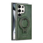 Buy Luxury Leather Magnetic Case for Samsung, Built-in Invisible Stand, Premium Phone Cover - PHONIEX at Caseles-Samsung Galaxy S25 Ultra, Green