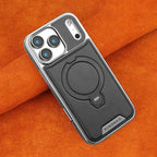 Buy Luxury Leather Invisible Stand for iPhone Case, Transmitg Magnetic Phone Case for iPhone Built-in Invisible Stand - RIVER at Rimbmax-iPhone 17 Pro Max, Black