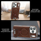 Buy Luxury Leather Invisible Stand for iPhone Case, Transmitg Magnetic Phone Case for iPhone Built-in Invisible Stand - RIVER at Rimbmax-iPhone 17 Pro Max, Brown