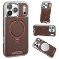 Buy Luxury Leather Invisible Stand for iPhone Case, Transmitg Magnetic Phone Case for iPhone Built-in Invisible Stand - RIVER at Rimbmax-iPhone 17 Pro Max, Brown