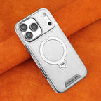 Buy Luxury Leather Invisible Stand for iPhone Case, Transmitg Magnetic Phone Case for iPhone Built-in Invisible Stand - RIVER at Rimbmax-iPhone 17 Pro Max, Gray