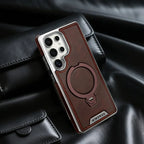 Buy Luxury Leather Invisible Stand Case for Samsung Galaxy: MagSafe & Sleek Protection -Robyn at Rimbmax -Samsung Galaxy S26 Ultra, Bronze