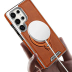 Buy Luxury Leather Invisible Stand Case for Samsung Galaxy: MagSafe & Sleek Protection -Robyn at Rimbmax -Samsung Galaxy S26 Ultra, Bronze