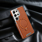 Buy Luxury Leather Invisible Stand Case for Samsung Galaxy: MagSafe & Sleek Protection -Robyn at Rimbmax -Samsung Galaxy S26 Ultra, Bronze